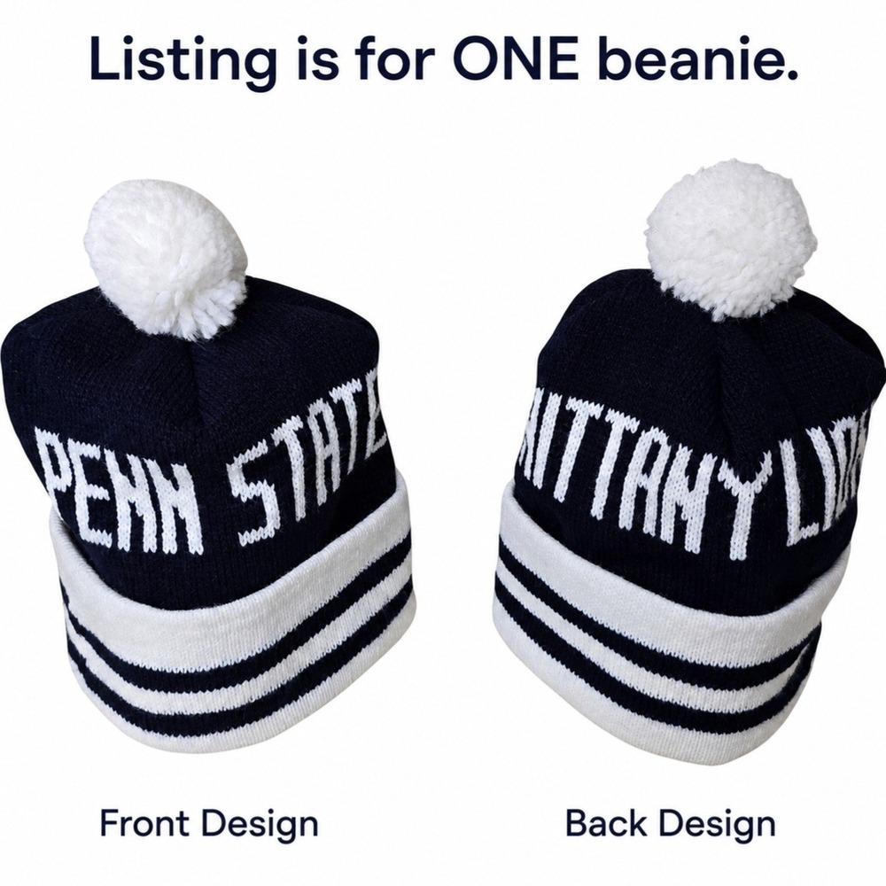Vintage Penn State Unisex 1984 Game Knit Pom Beanie Hat Nittany Lions ONE BEANIE